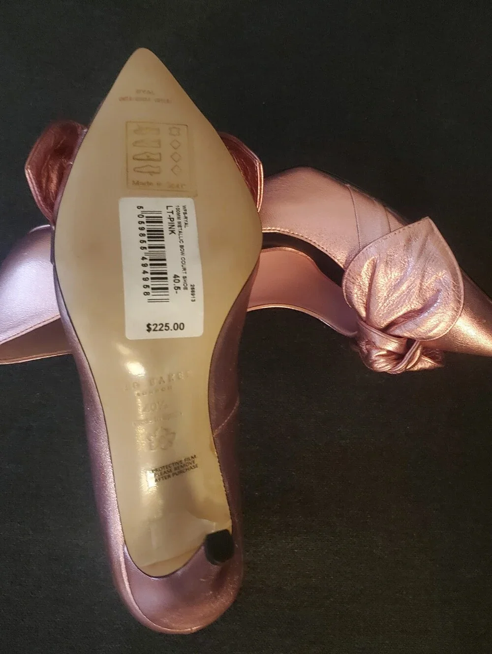 Ted Baker RYAL Metallic Pink Pointed-Toe Bow Stiletto Pumps - Women SZ 9.5